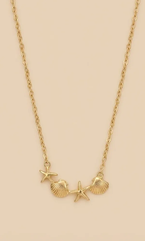 Gold_Stainless_Steel_Shell_Starfish_Charm_Pendant_Necklace_For_Women_(PNSS-55)