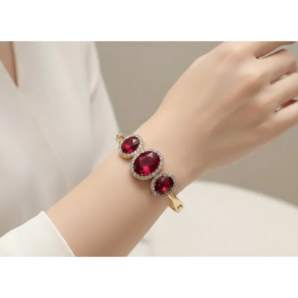 Gold_Stainless_Steel_Ruby_Red_Crystal_Halo_Cuff_Bracelet_For_Women_(BRSSCF-36E)