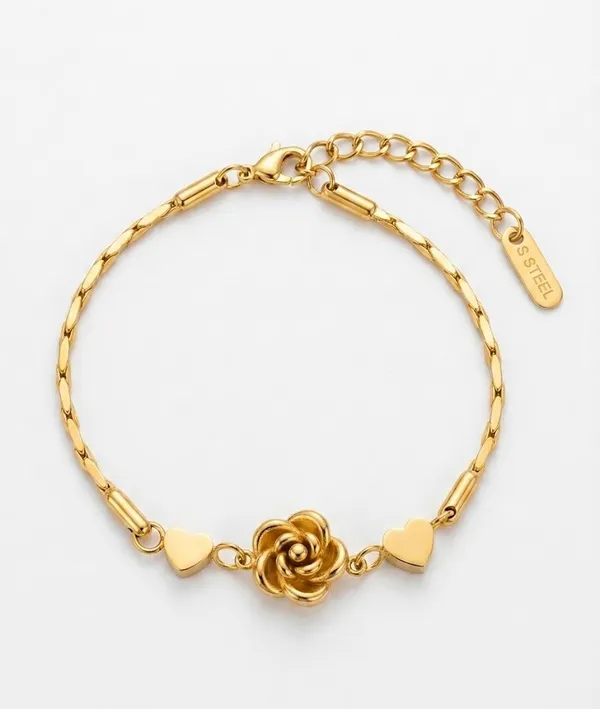 Gold_Stainless_Steel_Flower_Heart_Charm_Chain_Bracelet_For_Women_(BRSSCN-05)