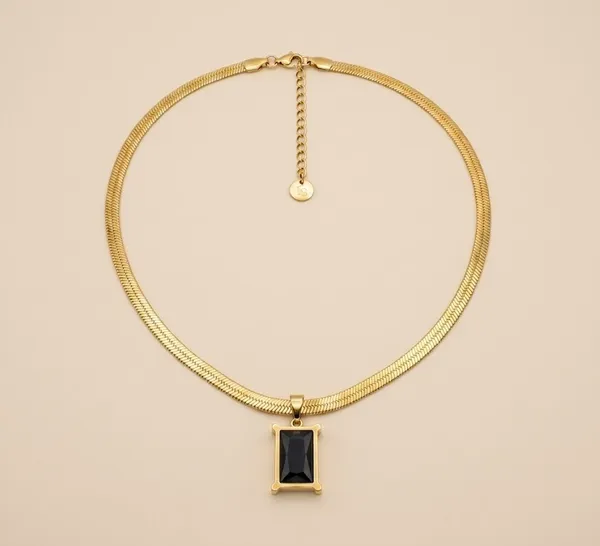 Gold_Stainless_Steel_Black_Stone_Rectangular_Pendant_Snake_Chain_Necklace_For_Women_(PNSS-01B)