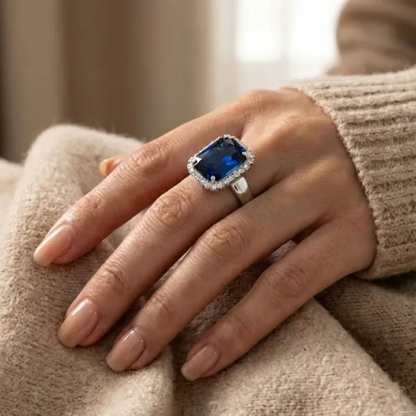 Silver_Metal_Blue_Sapphire_Rectangular_Halo_Ring_For_Women_(RGMT-01E)