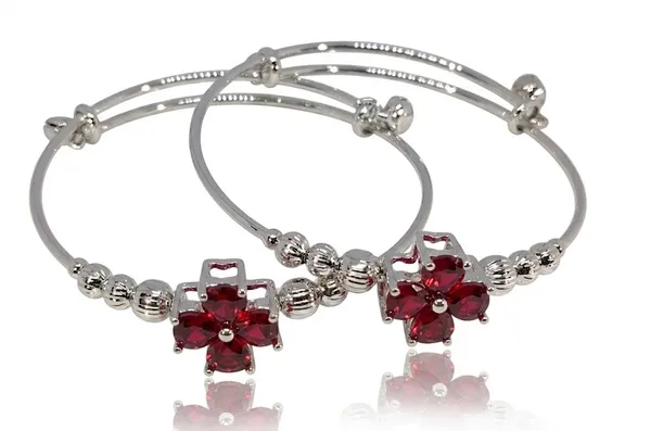 Silver_Stainless_Steel_Ruby_Floral_Charm_Adjustable_Bracelet_For_Women_(BRSSCF-42B)