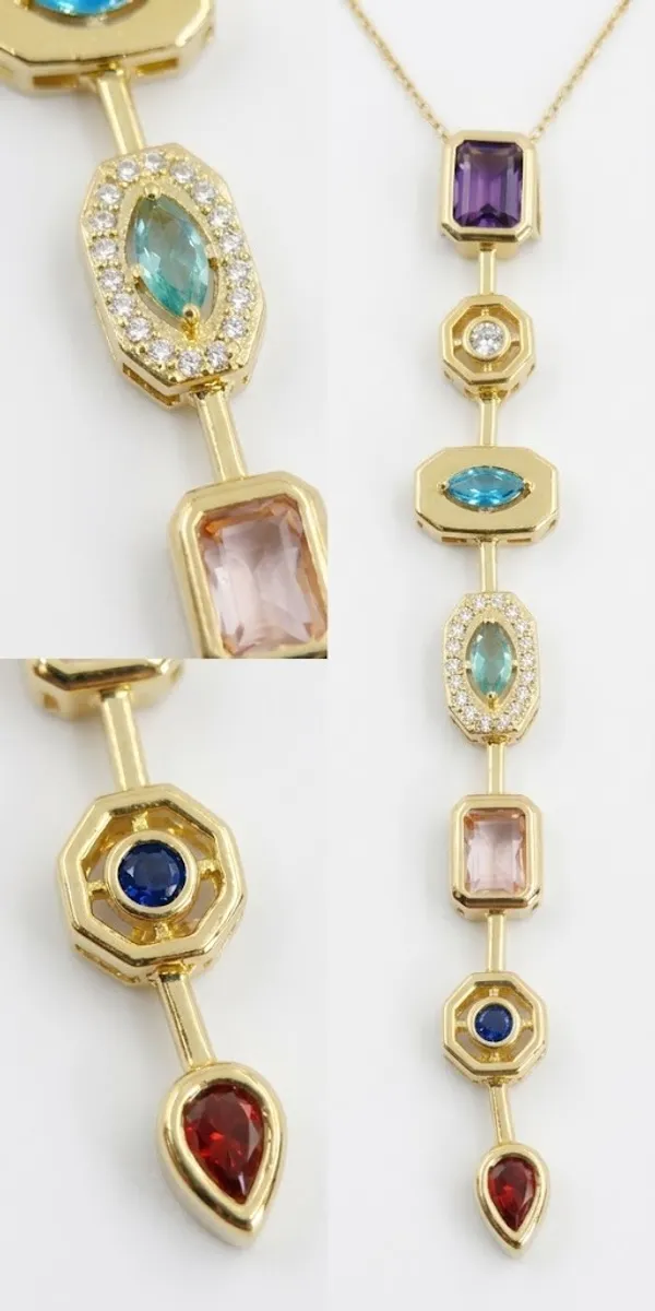 Gold_Stainless_Steel_Multi_Gemstone_Vertical_Drop_Pendant_Necklace_For_Women_(PNSS-32)