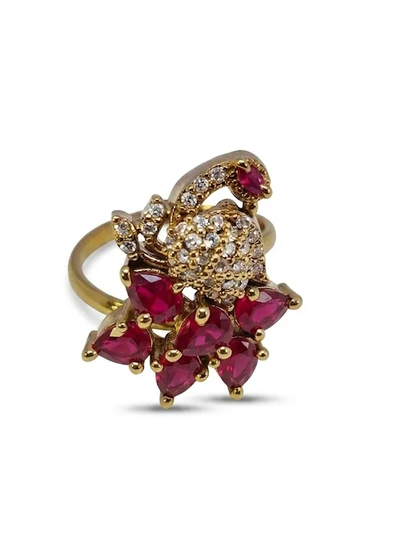 Gold_Plated_Ruby_Cluster_Zirconia_Accent_Adjustable_Ring_For_Women_(RGSS-30B)