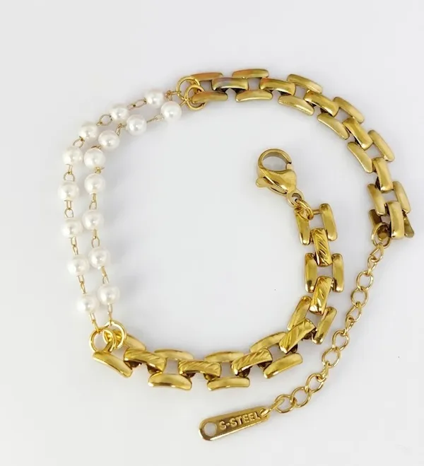Gold_Pearl_Chain_Dual-Strand_Bracelet_For_Women_(BRSSCN-09)