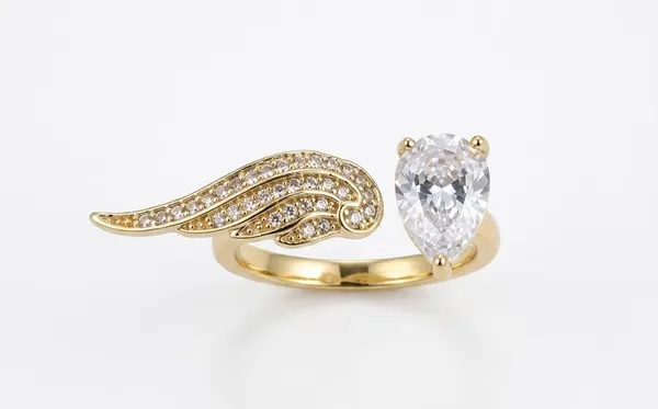 Gold_Stainless_Steel_Angel_Wing_Pear_Cut_Solitaire_Open_Ring_For_Women_(RGSS-26)