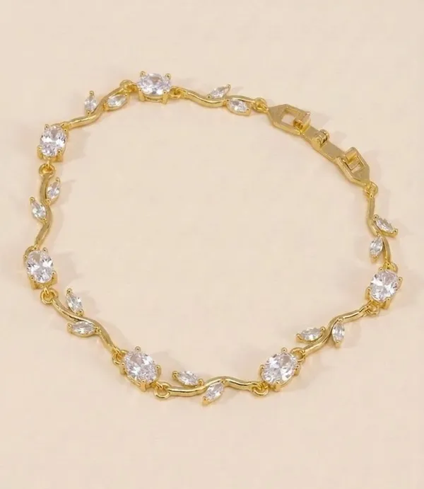 Gold_Plated_Cubic_Zirconia_Vine_Pattern_Bracelet_For_Women_(BRADCN-04A)