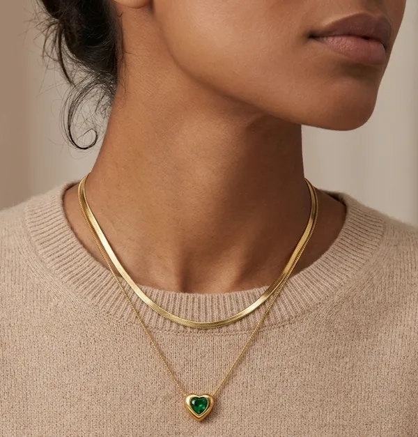 Gold_Stainless_Steel_Layered_Heart_Pendant_Necklace_For_Women_(PNSS-14)