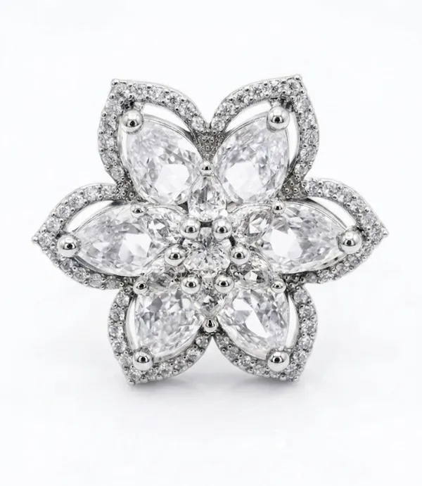 Silver_Plated_Crystal_Marquise_Floral_Ring_For_Women_(RGSS-31B)