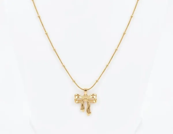 Gold_Stainless_Steel_Bow_Pendant_Necklace_For_Women_(PNSS-35)