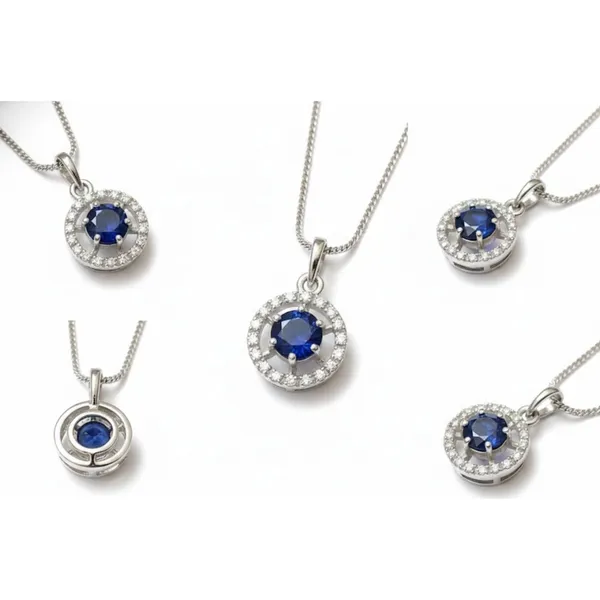 Silver_Stainless_Steel_Blue_Sapphire_Halo_Pendant_Necklace_For_Women_(PNSS-08A)