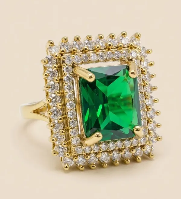 Gold_Stainless_Steel_Double_Halo_Emerald_Crystal_Ring_For_Women_(RGSS-32A)