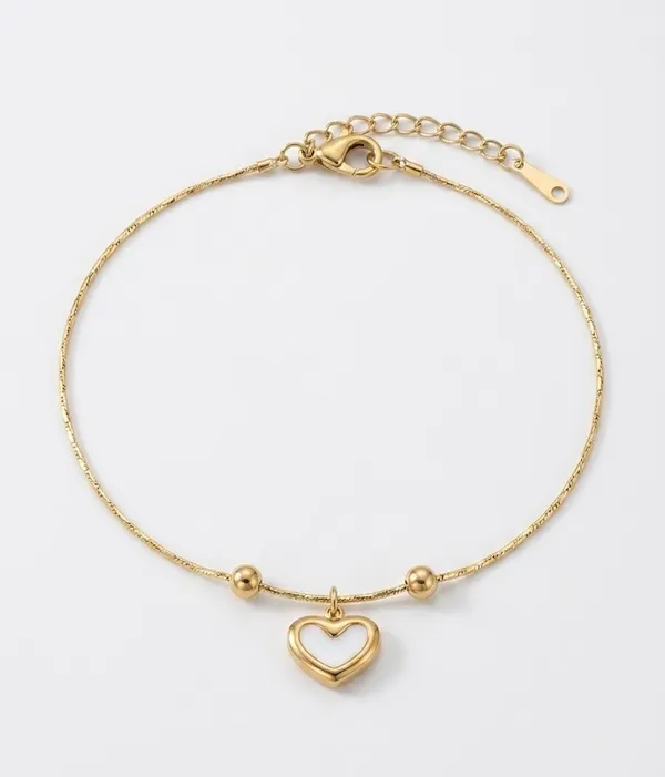Gold_Stainless_Steel_White_Enamel_Heart_Charm_Anklet_For_Women_(ANSS-11)