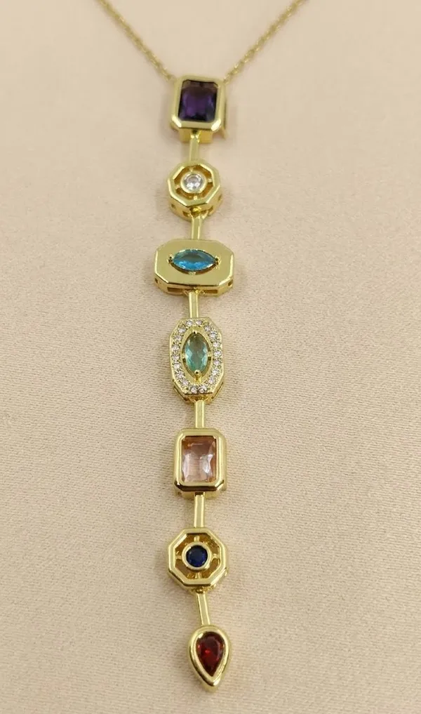 Gold_Stainless_Steel_Multi_Gemstone_Vertical_Drop_Pendant_Necklace_For_Women_(PNSS-32)