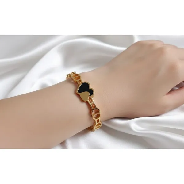 Gold_Stainless_Steel_Black_Enamel_Heart_Cuff_Bracelet_For_Women_(BRSSCF-17)