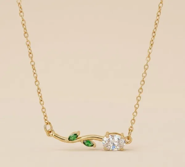 Gold_Stainless_Steel_Floral_Branch_White_Stone_Pendant_Necklace_For_Women_(PNSS-53)