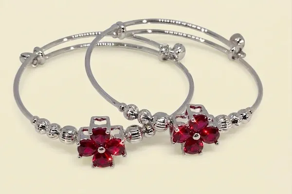 Silver_Stainless_Steel_Ruby_Floral_Charm_Adjustable_Bracelet_For_Women_(BRSSCF-42B)