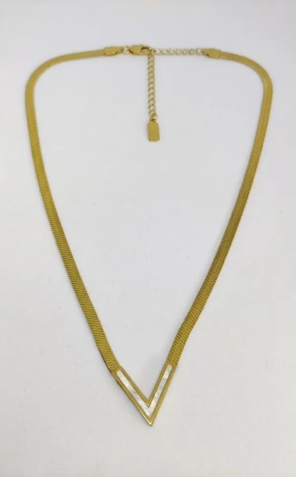 Gold_Stainless_Steel_V_Shape_Herringbone_Chain_Pendant_Necklace_For_Women_(PNSS-31)