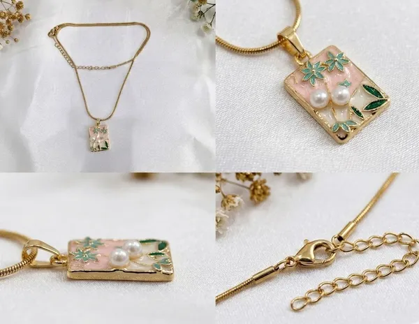 Gold_Stainless_Steel_Floral_Resin_Rectangular_Pendant_Necklace_For_Women_(PNSS-40)
