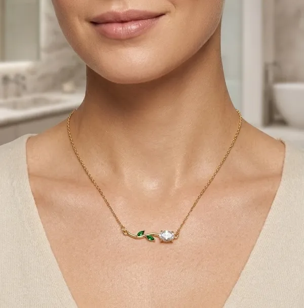 Gold_Stainless_Steel_Floral_Branch_White_Stone_Pendant_Necklace_For_Women_(PNSS-53)
