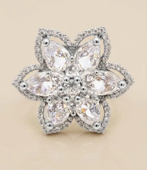 Silver_Plated_Crystal_Marquise_Floral_Ring_For_Women_(RGSS-31B)