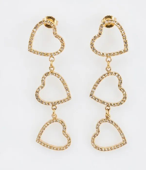 Gold_Stainless_Steel_Crystal_Heart_Three-Tier_Drop_Earrings_For_Women_(ERSS-38)