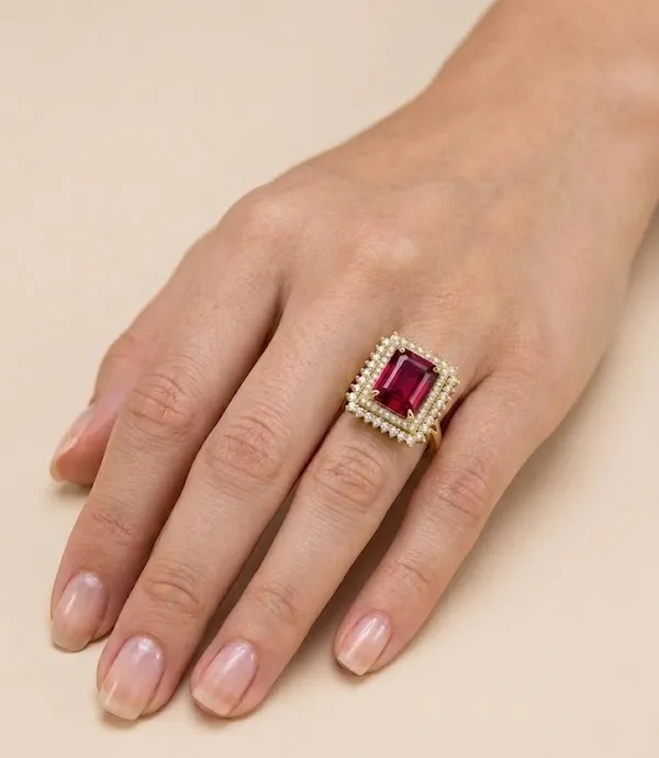 Gold_Stainless_Steel_Ruby_Stone_Double_Halo_Square_Ring_For_Women_(RGSS-32B)
