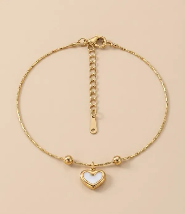 Gold_Stainless_Steel_White_Enamel_Heart_Charm_Anklet_For_Women_(ANSS-11)