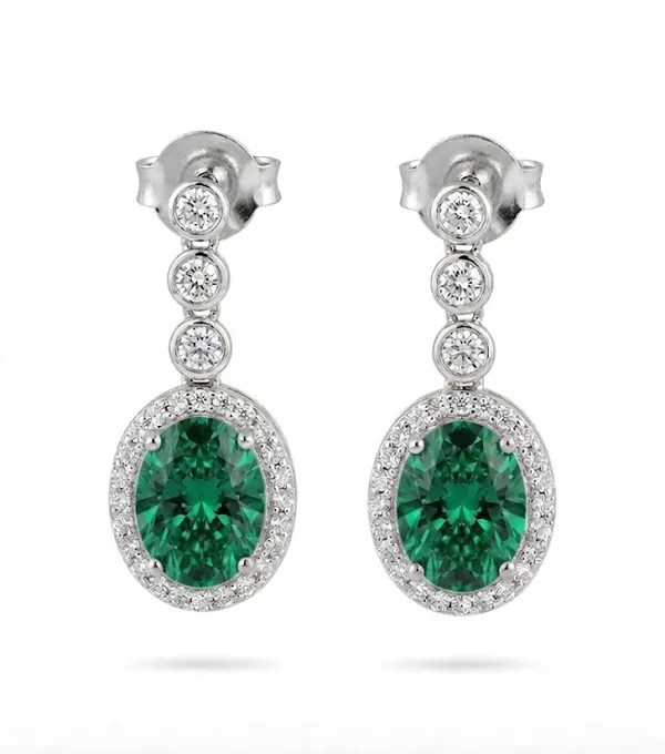 Silver_Metal_Emerald_Green_Cubic_Zirconia_Drop_Earrings_For_Women_(ERAD-01D)