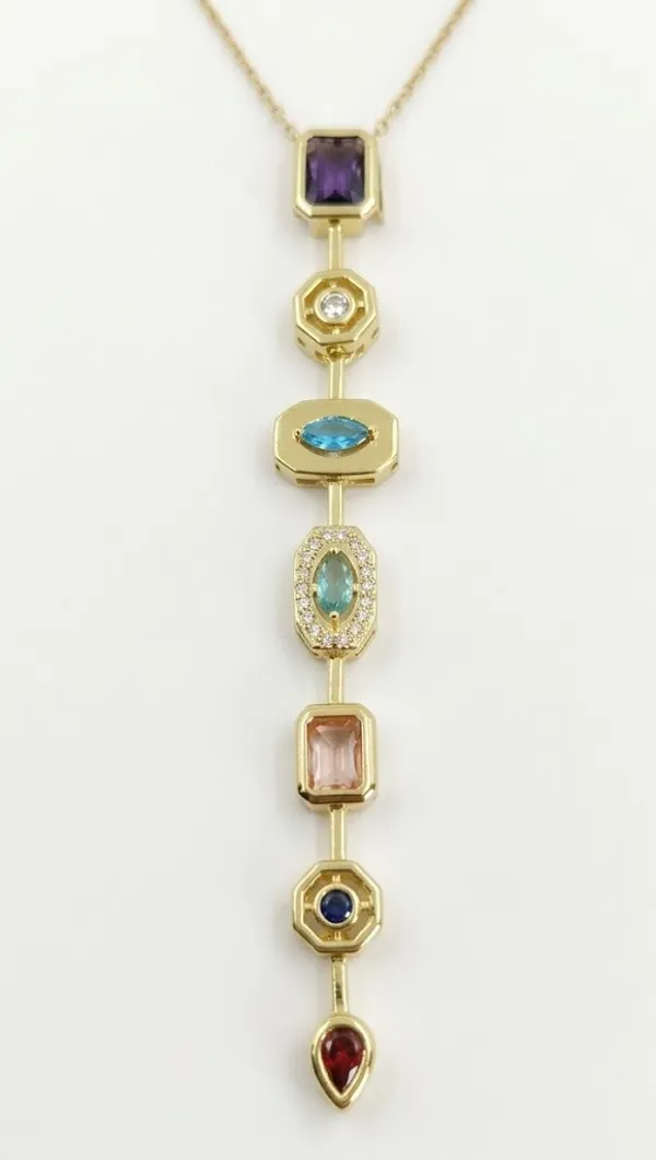 Gold_Stainless_Steel_Multi_Gemstone_Vertical_Drop_Pendant_Necklace_For_Women_(PNSS-32)