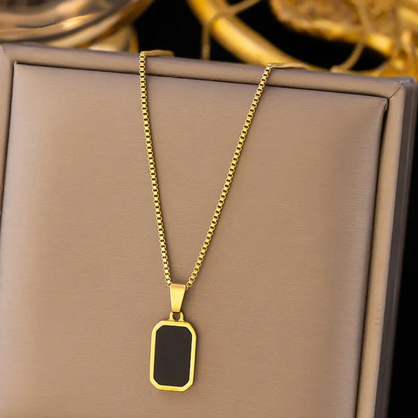 Gold_Stainless_Steel_Black_Rectangular_Pendant_Necklace_For_Unisex_(PNSS-02)