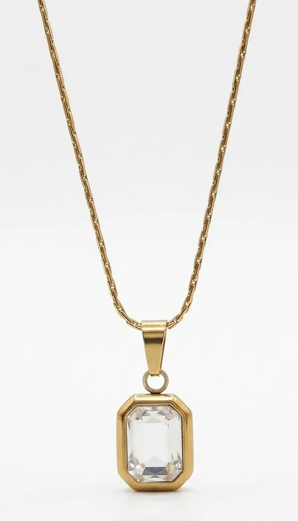 Gold_Stainless_Steel_Emerald_Cut_Crystal_Pendant_Necklace_For_Women_(PNSS-28B)