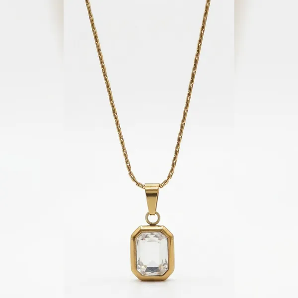 Gold_Stainless_Steel_Emerald_Cut_Crystal_Pendant_Necklace_For_Women_(PNSS-28B)