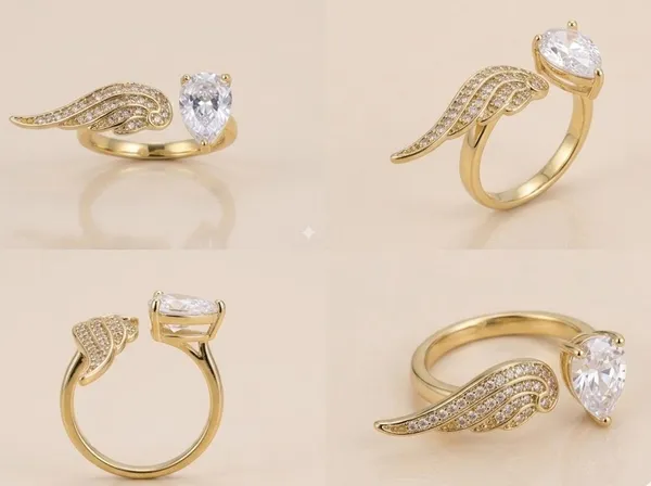 Gold_Stainless_Steel_Angel_Wing_Pear_Cut_Solitaire_Open_Ring_For_Women_(RGSS-26)
