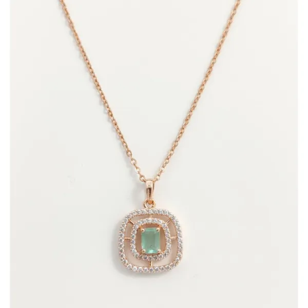 Gold_Stainless_Steel_Green_Stone_Layered_Halo_Pendant_Necklace_For_Women_(PNSS-15A)