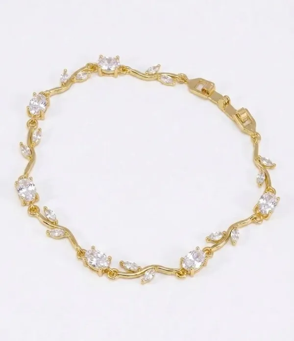 Gold_Plated_Cubic_Zirconia_Vine_Pattern_Bracelet_For_Women_(BRADCN-04A)