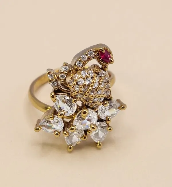 Gold_Stainless_Steel_Peacock_Ruby_White_Stone_Statement_Ring_For_Women_(RGSS-30A)