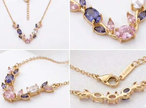 Gold_Plated_Pink_Purple_Crystal_Floral_Pendant_Necklace_For_Women_(PNSS-34A)