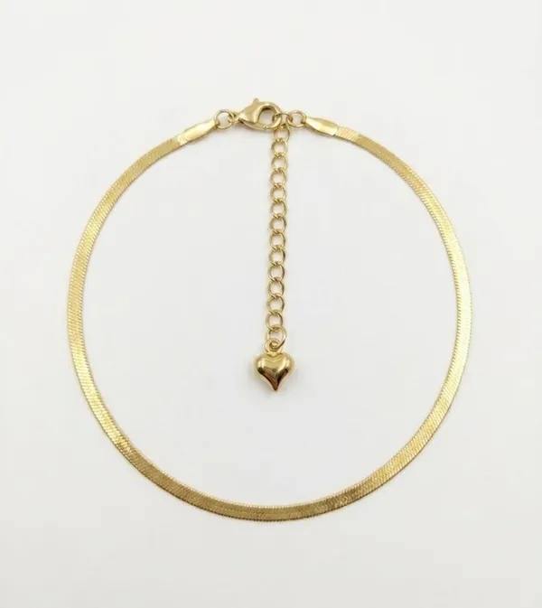 Gold_Stainless_Steel_Herringbone_Chain_Heart_Charm_Anklet_For_Women_(ANSS-01A)