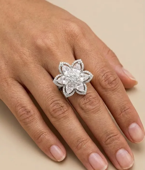 Silver_Plated_Crystal_Marquise_Floral_Ring_For_Women_(RGSS-31B)