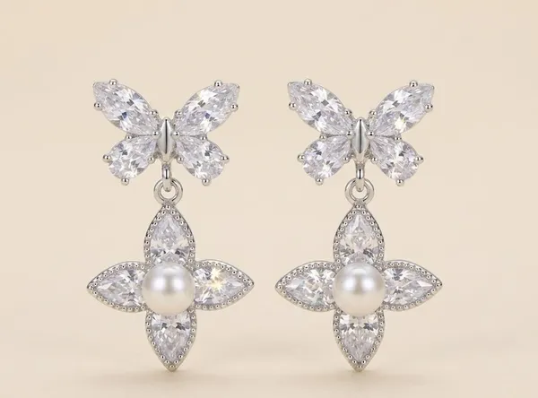 Silver_Metal_Cubic_Zirconia_Butterfly_Pearl_Drop_Earrings_For_Women_(ERAD-09)