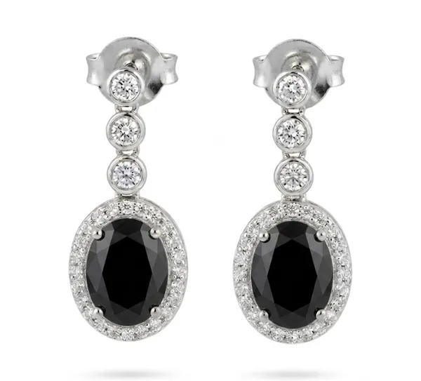 Silver_Metal_Black_Onyx_Crystal_Halo_Drop_Earrings_For_Women_(ERAD-01F)