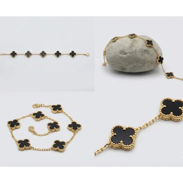 Gold_Black_Onyx_Four_Leaf_Clover_Chain_Bracelet_For_Women_(BRSSCN-01B)