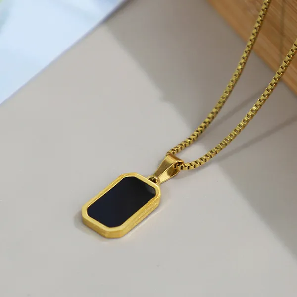 Gold_Stainless_Steel_Black_Rectangular_Pendant_Necklace_For_Unisex_(PNSS-02)