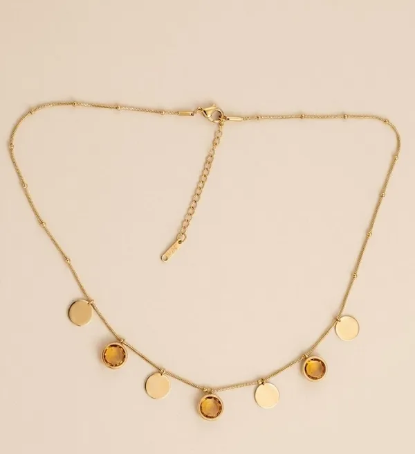 Gold_Plated_Amber_Stone_Disc_Charm_Pendant_Necklace_For_Women_(PNSS-45B)