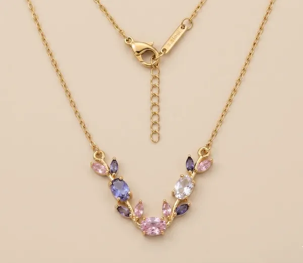 Gold_Plated_Pink_Purple_Crystal_Floral_Pendant_Necklace_For_Women_(PNSS-34A)