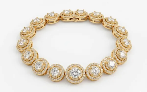 Gold_Metal_Round_Crystal_Halo_Medallion_Bracelet_For_Women_(BRADCN-03)