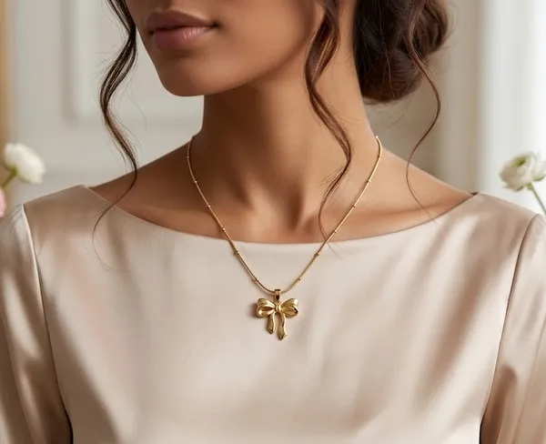 Gold_Stainless_Steel_Bow_Pendant_Necklace_For_Women_(PNSS-35)