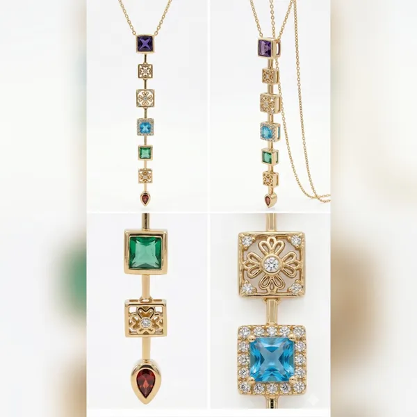 Gold_Stainless_Steel_Multi_Stone_Vertical_Drop_Pendant_Necklace_For_Women_(PNSS-29)