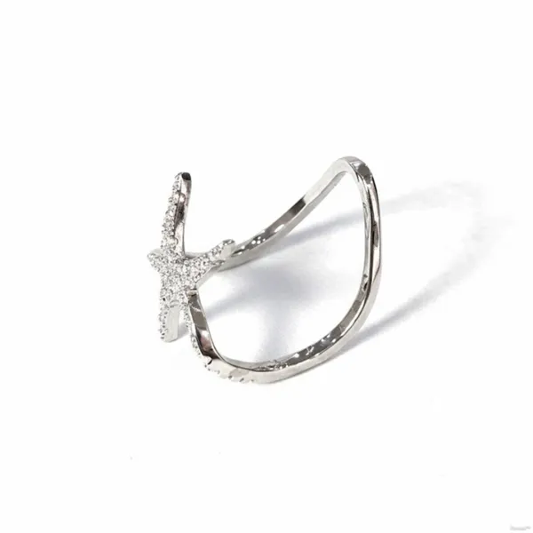 Silver_Stainless_Steel_Starfish_Adjustable_Open_Band_Ring_For_Women_(RGSS-13)